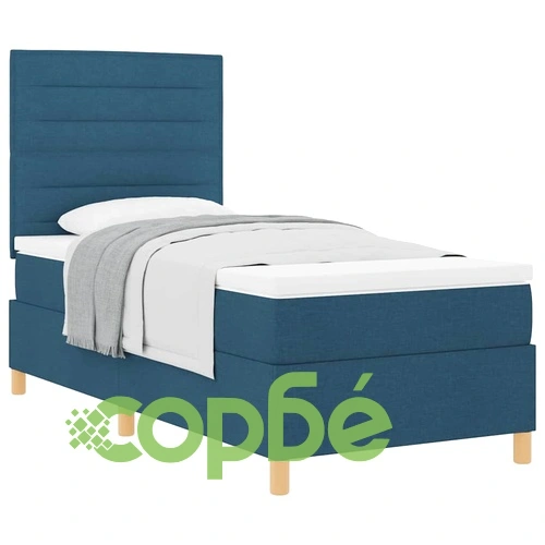 Легло с пружинирана основа и матрак синьо 90x190 см текстил ➤ топ цена ➤ sorbe.bg
