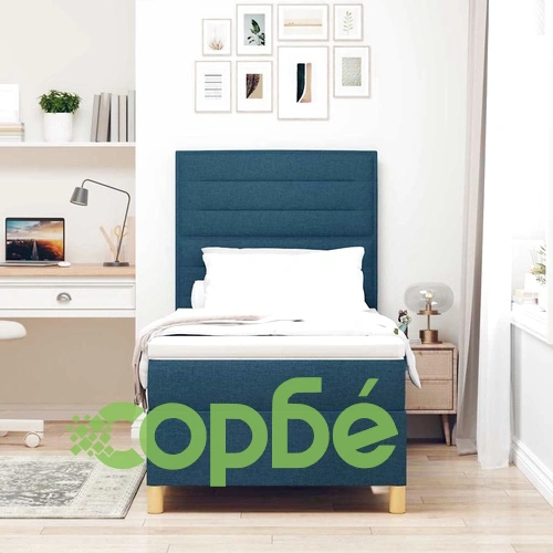 Легло с пружинирана основа и матрак синьо 90x190 см текстил ➤ топ цена ➤ sorbe.bg