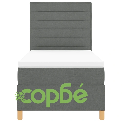 Единично легло с матрак 100x200 см - Тъмно сиво текстилно тапицирано ➤ топ цена ➤ sorbe.bg