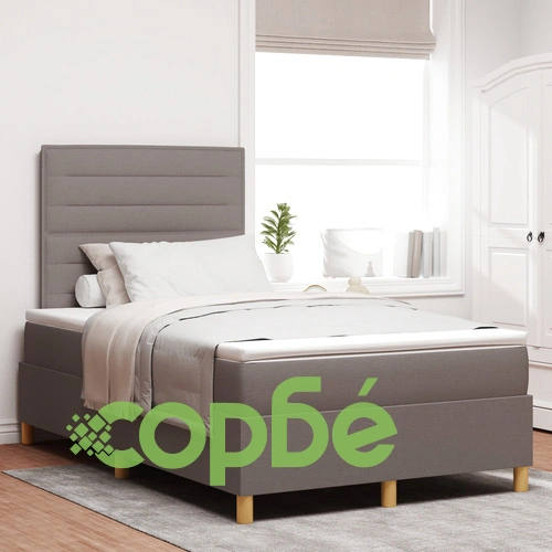 Box Spring легло с матрак, таупе текстилна тапицерия, 120 x 190 см ➤ топ цена ➤ sorbe.bg