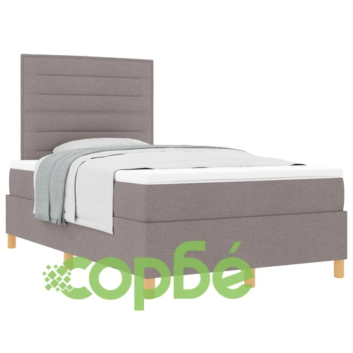 Box Spring легло с матрак, таупе текстилна тапицерия, 120 x 190 см ➤ топ цена ➤ sorbe.bg