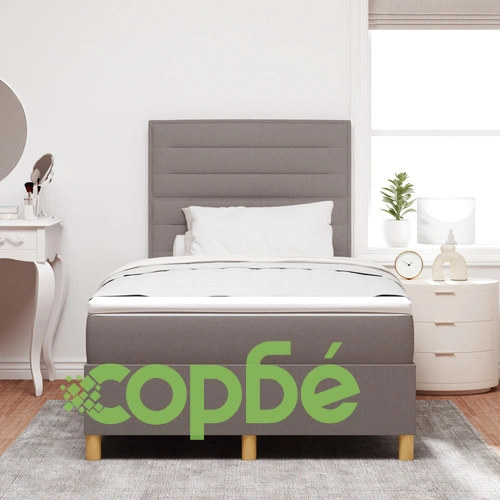 Box Spring легло с матрак, таупе текстилна тапицерия, 120 x 190 см ➤ топ цена ➤ sorbe.bg