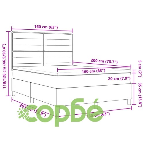 Легло с помпена основа и матрак 160x200 см, Текстил, Синьо ➤ топ цена ➤ sorbe.bg