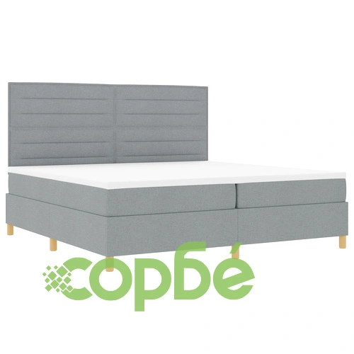 Луксозно легло с матрак 200x200 см от текстил в светлосиво ➤ топ цена ➤ sorbe.bg