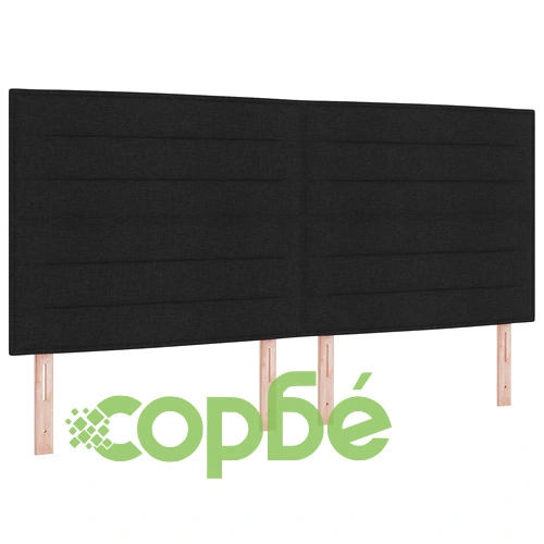 Легло с пружина и матрак 200x200 см Черен текстил с дървена рамка ➤ топ цена ➤ sorbe.bg