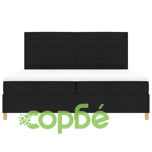 Легло с пружина и матрак 200x200 см Черен текстил с дървена рамка ➤ топ цена ➤ sorbe.bg