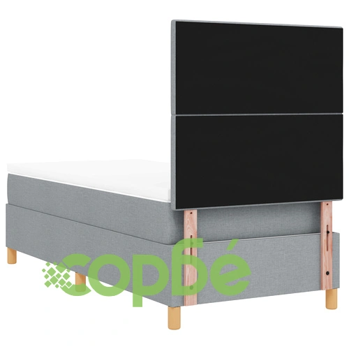 Box Spring Легло с Матрак 80x200 см, Светлосива Тъкан, Дървена Рамка ➤ топ цена ➤ sorbe.bg