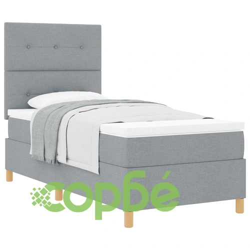 Box Spring Легло с Матрак 80x200 см, Светлосива Тъкан, Дървена Рамка ➤ топ цена ➤ sorbe.bg