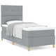 Box Spring Легло с Матрак 80x200 см, Светлосива Тъкан, Дървена Рамка