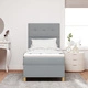 Box Spring Легло с Матрак 80x200 см, Светлосива Тъкан, Дървена Рамка
