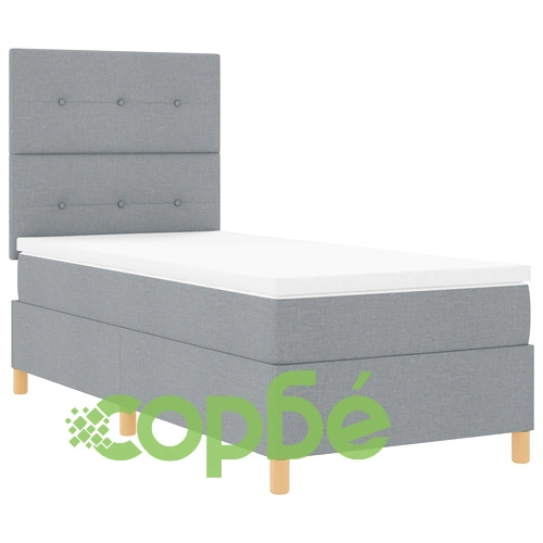 Box Spring Легло с Матрак 80x200 см, Светлосива Тъкан, Дървена Рамка ➤ топ цена ➤ sorbe.bg