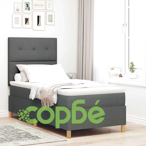 Легло с пружинирана основа и матрак тъмносиво 90x190 см текстил ➤ топ цена ➤ sorbe.bg