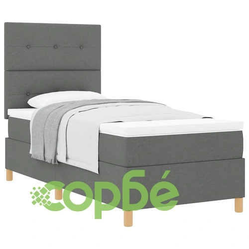 Легло с пружинирана основа и матрак тъмносиво 90x190 см текстил ➤ топ цена ➤ sorbe.bg