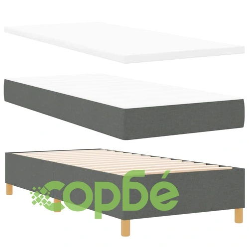 Легло с пружинирана основа и матрак тъмносиво 90x190 см текстил ➤ топ цена ➤ sorbe.bg