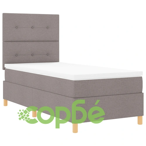 Едноспално легло с кутия и матрак Taupe 90x190 см от тъкан с туфтиран дизайн ➤ топ цена ➤ sorbe.bg