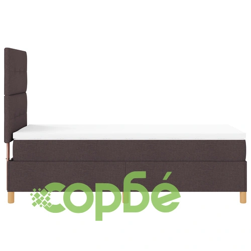 Легло с матрак тип Box Spring 90x200 см от текстил - Тъмно кафяво ➤ топ цена ➤ sorbe.bg