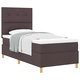 Легло с матрак тип Box Spring 90x200 см от текстил - Тъмно кафяво