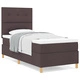 Легло с матрак тип Box Spring 90x200 см от текстил - Тъмно кафяво
