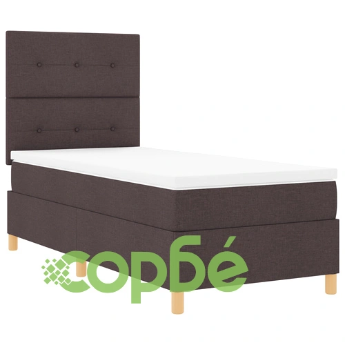 Легло с матрак тип Box Spring 90x200 см от текстил - Тъмно кафяво ➤ топ цена ➤ sorbe.bg