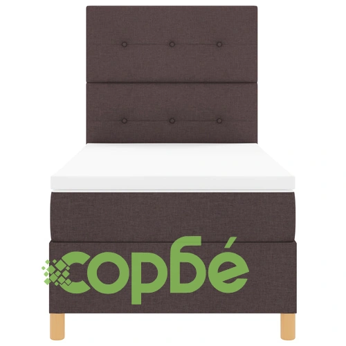 Легло с матрак тип Box Spring 90x200 см от текстил - Тъмно кафяво ➤ топ цена ➤ sorbe.bg
