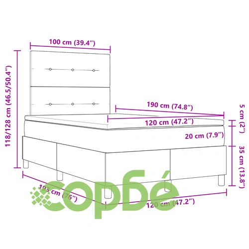 Легло с пружини и матрак от полиестер в тъмно сив цвят 120 x 190 см ➤ топ цена ➤ sorbe.bg