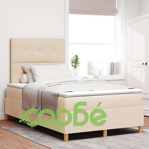 Легло с пружини и матрак 120x200 см от текстил в кремов цвят ➤ топ цена ➤ sorbe.bg