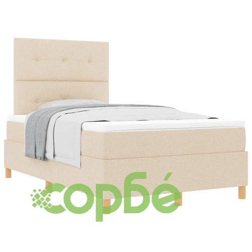 Легло с пружини и матрак 120x200 см от текстил в кремов цвят ➤ топ цена ➤ sorbe.bg