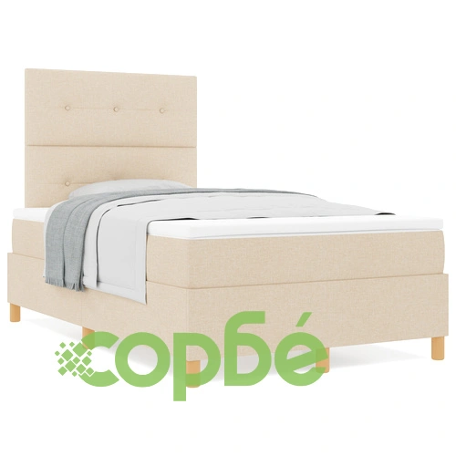 Легло с пружини и матрак 120x200 см от текстил в кремов цвят ➤ топ цена ➤ sorbe.bg