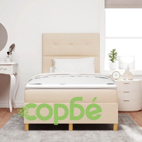 Легло с пружини и матрак 120x200 см от текстил в кремов цвят ➤ топ цена ➤ sorbe.bg