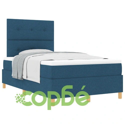 Легло с пружини и матрак 120x200 см, Синьо, Текстил с копчета ➤ топ цена ➤ sorbe.bg