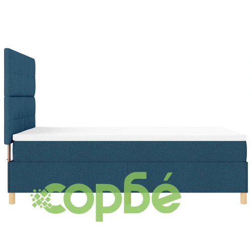 Луксозно легло с пружинна база и матрак, синьо, 160x200 см, текстилна тапицерия ➤ топ цена ➤ sorbe.bg