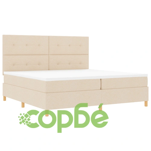 Луксозно легло с пружина и матрак 200x200 см - Кремов текстил ➤ топ цена ➤ sorbe.bg