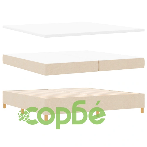 Луксозно легло с пружина и матрак 200x200 см - Кремов текстил ➤ топ цена ➤ sorbe.bg