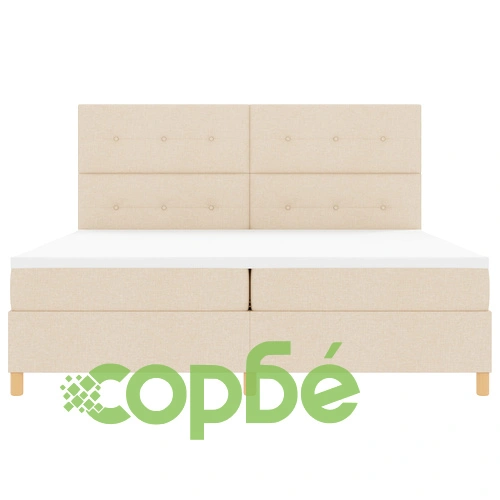 Луксозно легло с пружина и матрак 200x200 см - Кремов текстил ➤ топ цена ➤ sorbe.bg