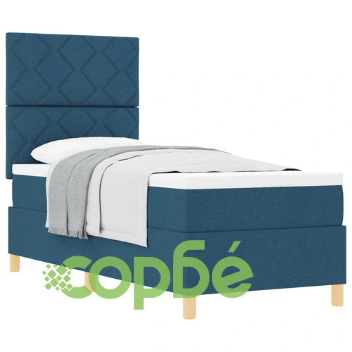Box Spring легло с матрак 80x200 см - синьо текстилно покритие ➤ топ цена ➤ sorbe.bg