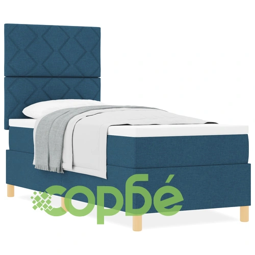 Box Spring легло с матрак 80x200 см - синьо текстилно покритие ➤ топ цена ➤ sorbe.bg