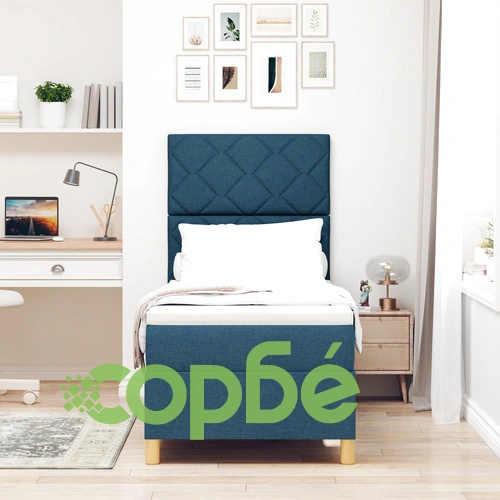 Box Spring легло с матрак 80x200 см - синьо текстилно покритие ➤ топ цена ➤ sorbe.bg