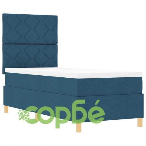 Box Spring легло с матрак 80x200 см - синьо текстилно покритие ➤ топ цена ➤ sorbe.bg