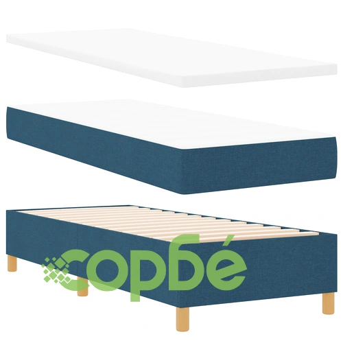 Box Spring легло с матрак 80x200 см - синьо текстилно покритие ➤ топ цена ➤ sorbe.bg
