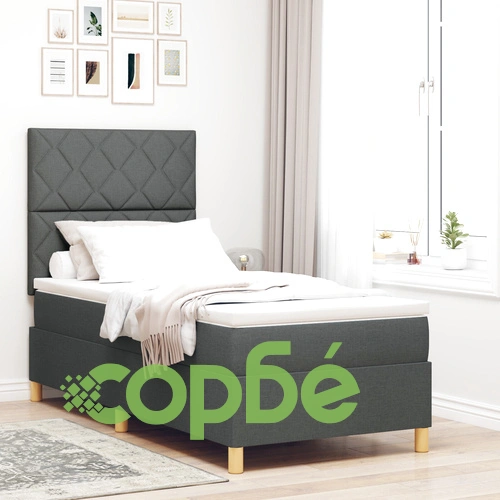 Легло с матрак от масивна борова дървесина, тъмносиво 90x200 см ➤ топ цена ➤ sorbe.bg