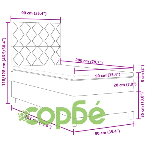 Легло с матрак от масивна борова дървесина, тъмносиво 90x200 см ➤ топ цена ➤ sorbe.bg