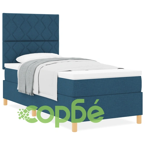 Легло с пружинна основа от тъкан, синьо, 90x200 см ➤ топ цена ➤ sorbe.bg