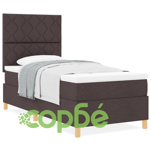 Легло с матрак 100x200 см от текстил, тъмно кафяво ➤ топ цена ➤ sorbe.bg