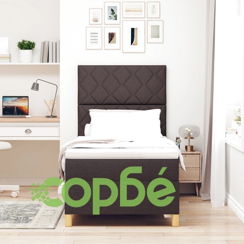 Легло с матрак 100x200 см от текстил, тъмно кафяво ➤ топ цена ➤ sorbe.bg
