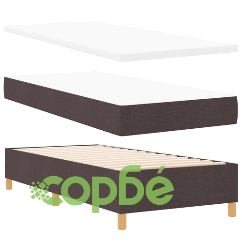 Легло с матрак 100x200 см от текстил, тъмно кафяво ➤ топ цена ➤ sorbe.bg