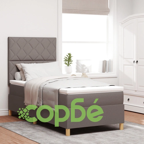 Легло с кутия и матрак от тъкан материал в цвят таупе 100x200 см ➤ топ цена ➤ sorbe.bg