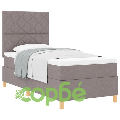 Легло с кутия и матрак от тъкан материал в цвят таупе 100x200 см ➤ топ цена ➤ sorbe.bg