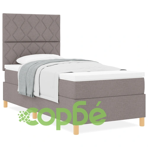 Легло с кутия и матрак от тъкан материал в цвят таупе 100x200 см ➤ топ цена ➤ sorbe.bg