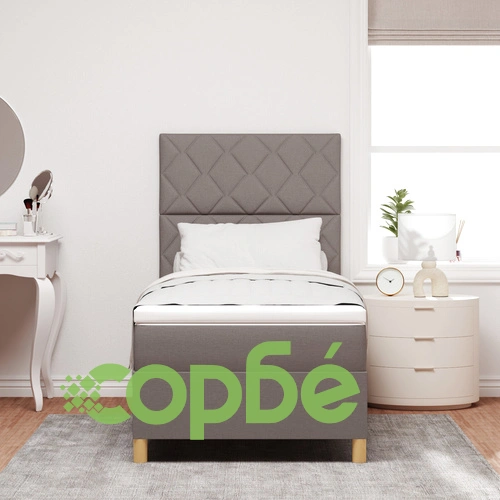 Легло с кутия и матрак от тъкан материал в цвят таупе 100x200 см ➤ топ цена ➤ sorbe.bg