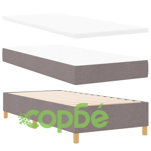 Легло с кутия и матрак от тъкан материал в цвят таупе 100x200 см ➤ топ цена ➤ sorbe.bg